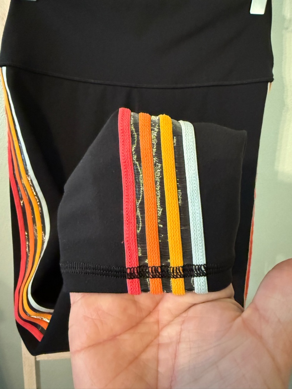 Spiritual Gangster Black Athletic Leggings Women Size M Colorful Stripes - Picture 2 of 10